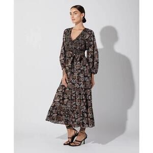 Cleobella Carly Ankle Dress Smocked Bodice Midi Medium Folksy Cottage Spring